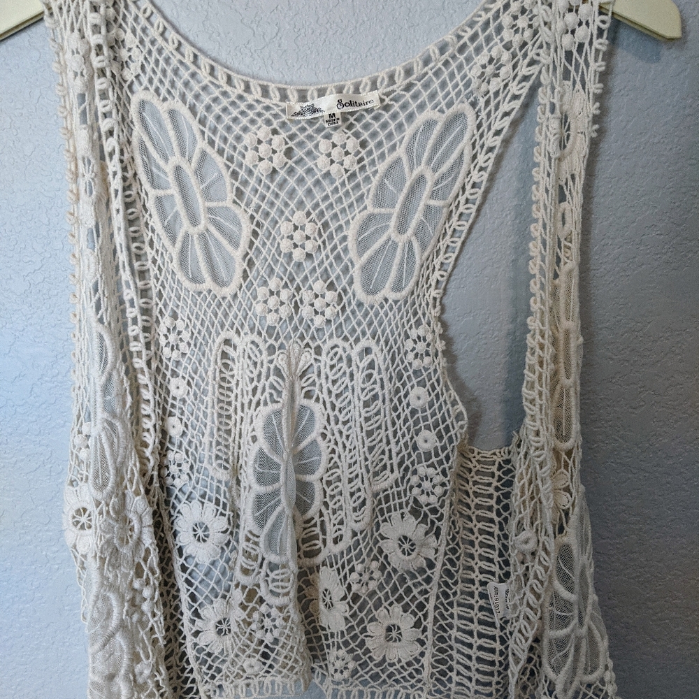 Cream color crochet vest